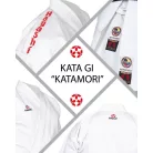 Karate ruha, Hayashi, WKF, Katamori, 13 oz., fehér és színes hímzéssel, Fehér szín, 135 cm méret