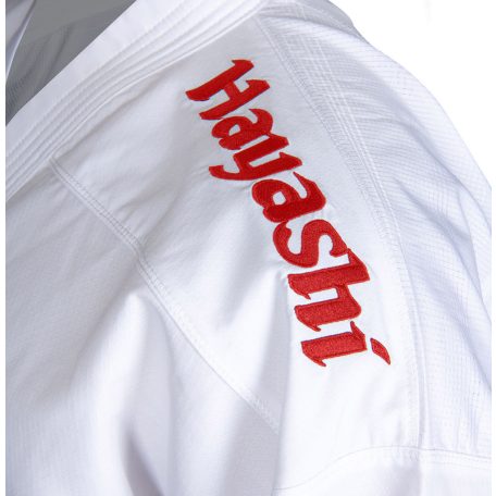 Karate ruha, Hayashi, WKF Green, Premium Kumite, piros hímzéssel, 160 cm