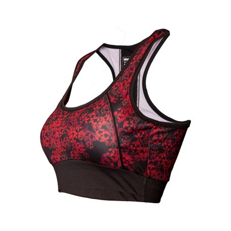 Sportmelltartó, Hayashi, Flowers, fekete/piros, S méret