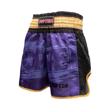 Kick-box rövidnadrág, Top Ten, Power Ink, Lila-arany szín, XL méret
