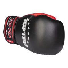   Boxkesztyű, Top Ten, Pro, bőr-műbőr borítás, fekete-piros, 10 oz