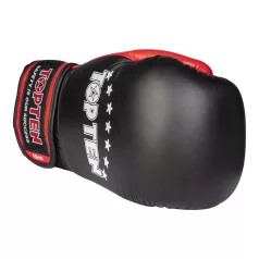   Boxkesztyű, Top Ten, Pro, bőr-műbőr borítás, fekete-piros, 16 oz