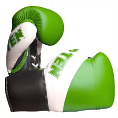   Boxkesztyű, Top Ten, Pro X, valódi bőr, fűzős, Zöld-fehér, 12 oz