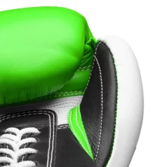   Boxkesztyű, Top Ten, Pro X, valódi bőr, fűzős, Zöld-fehér, 12 oz