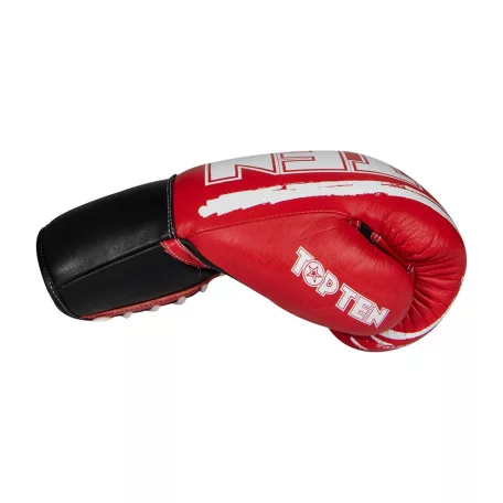 Boxing gloves, Top Ten Round Up, leather, with laces, Piros-fehér szín, 8 oz méret