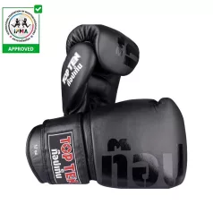   Muay Thai Boxkesztyű, Top Ten, Ajarn, IFMA valódi bőr, Fekete, 14 oz