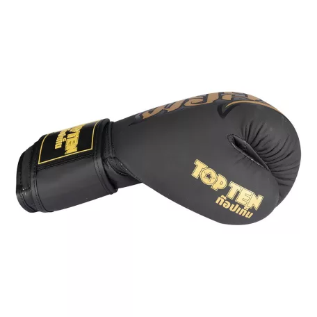 Boxkesztyű, bőr, Top Ten, Nong Han, Fekete-arany, 12 oz