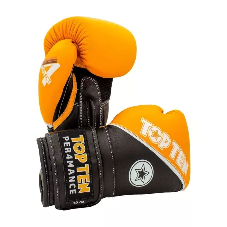 Boxing gloves, Top Ten, 4Select, leather, Narancs-fekete szín, 16 oz méret