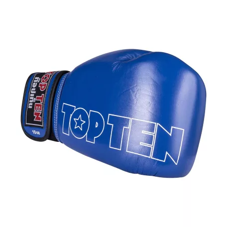 Muay Thai Boxkesztyű, Top Ten, Mad, IFMA valódi bőr, Kék, 10 oz