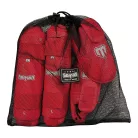 Karate Lábszárvédő lábfejes, Saman, piros, XL