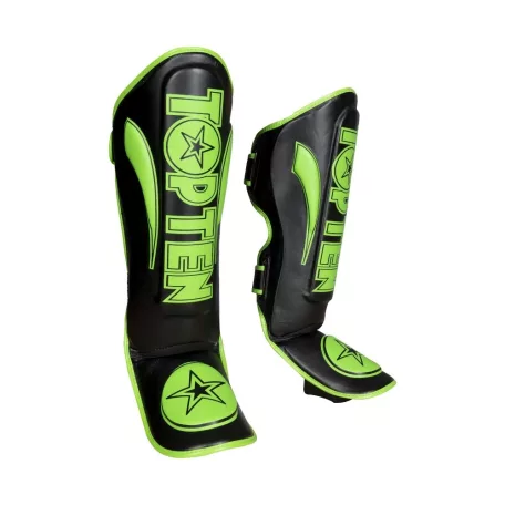 Lábfejes lábszárvédő, Top Ten, Star Light, fekete-zöld, XL