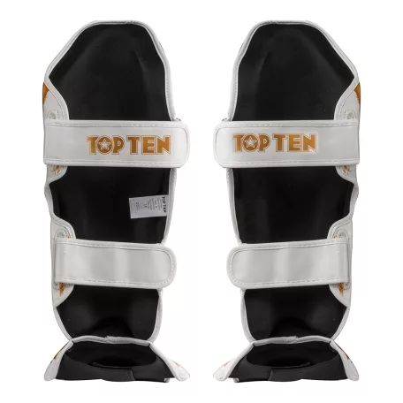 Lábfejes lábszárvédő, Power Ink, Top Ten, Fehér-arany, XL