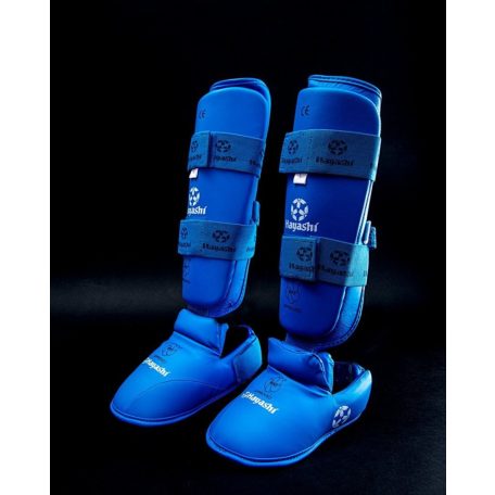Karate Lábfejes lábszárvédő, Hayashi, WKF, Kék, S