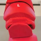 Karate Lábszárvédő lábfejes, Saman, piros, XS