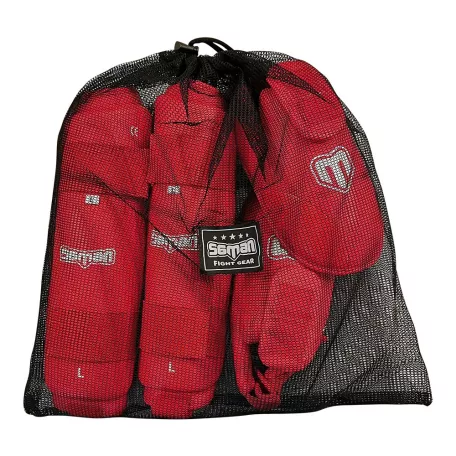 Karate Lábszárvédő lábfejes, Saman, piros, XS