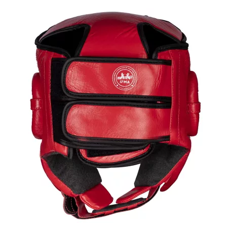 Fejvédő, Top Ten, IFMA, Jarot Muay, bőr, Piros, S