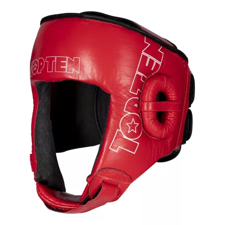 Fejvédő, Top Ten, IFMA, Jarot Muay, bőr, Piros, L