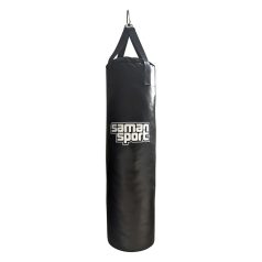   Boxzsák, Samansport Slim, műbőr, fekete, hevederrel, 100x30 cm méret