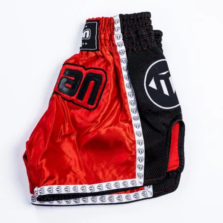 Thai-Box nadrág, Saman, Colours 1985, poliészter, piros/fekete, L méret