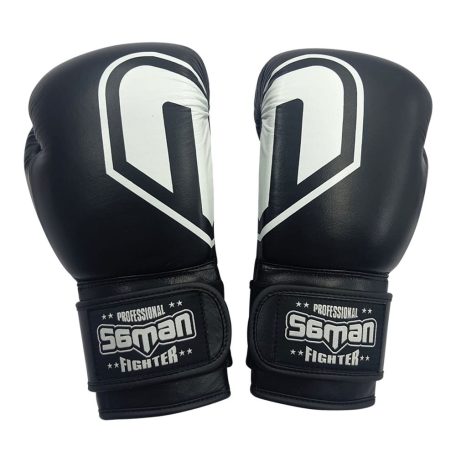 Boxkesztyű, Saman, Force, bőr, fekete, 16 oz