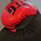 Boxing gloves, Saman, STG, artificial leather, Black-red, 12oz