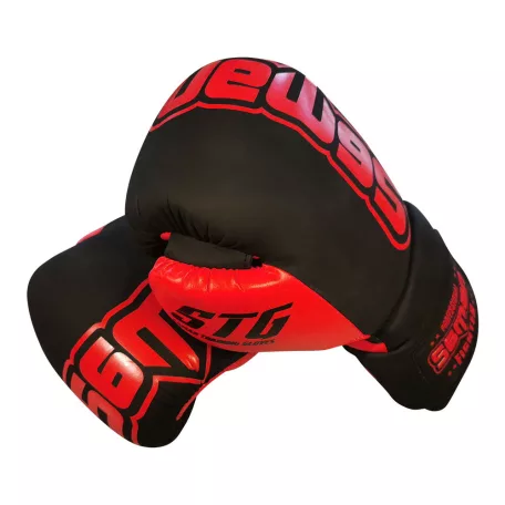 Boxing gloves, Saman, STG, artificial leather, Black-red, 14oz
