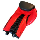 Boxing gloves, Saman, SFG, leather, with laces, Black-red, 12oz