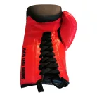 Boxing gloves, Saman, SFG, leather, with laces, Black-red, 12oz