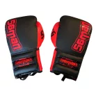 Boxing gloves, Saman, SFG, leather, with laces, Black-red, 14oz