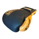 Boxing gloves, Saman, SFG, leather, with laces, Black-gold, 12oz