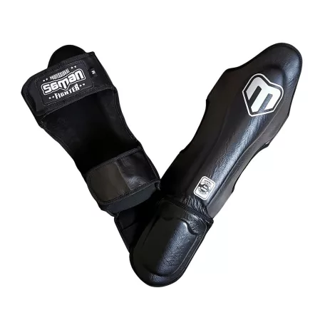 Thai lábszárvédő, Saman, Force, bőr, fekete, L