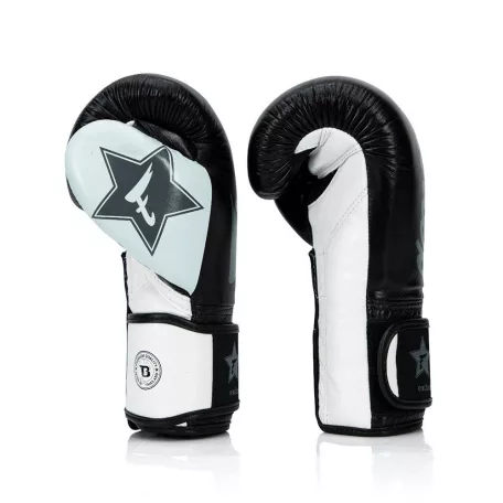 Boxkesztyű, Fairtex, FXB, bőr, fekete/fehér, 10 oz