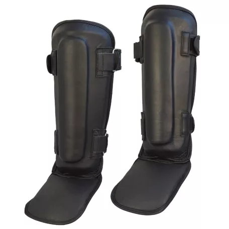 Thai box lábfejes lábszárvédő, Phoenix, bőr, fekete