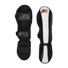  Thai box lábfejes lábszárvédő, Phoenix, Fight, bőr, fekete-fehér, S