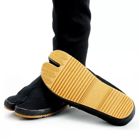 Tabi, Phoenix, TEREP, vászon, gumi talppal, fekete, 44 méret